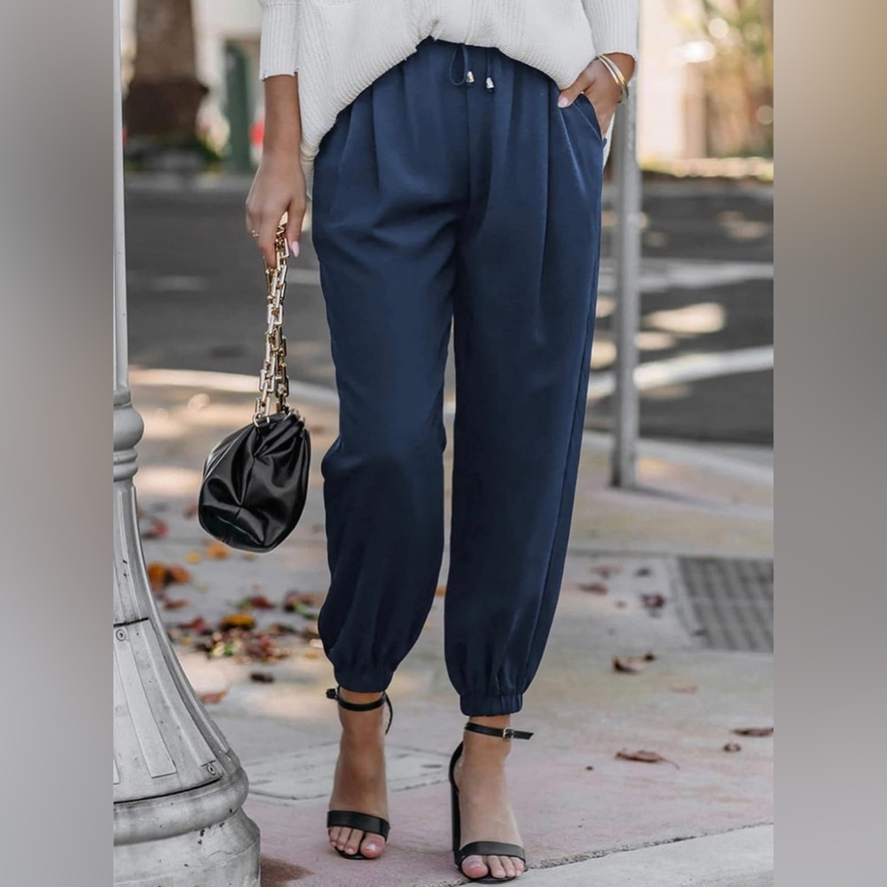 Loose Drawstring Elastic High Waisted Joggers Wit… - image 1